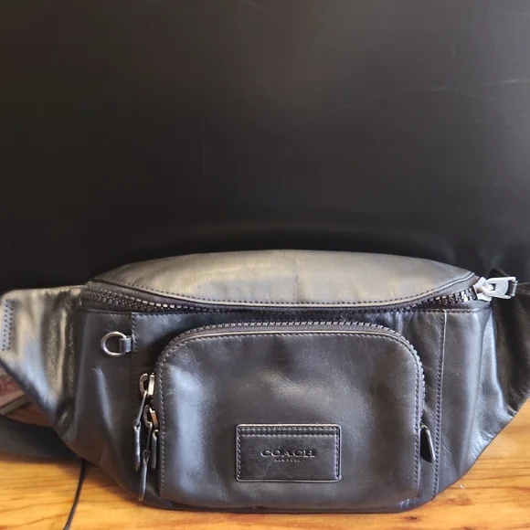 Coach Black Leather Belt Bag/Fanny Pack for Men/Women - Picture 5 of 16
